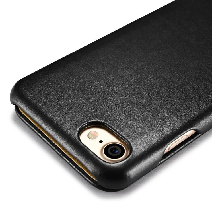 Кожаный чехол ICARER Slim Flip для iPhone 7 / iPhone 8 - Black: фото 10 из 12