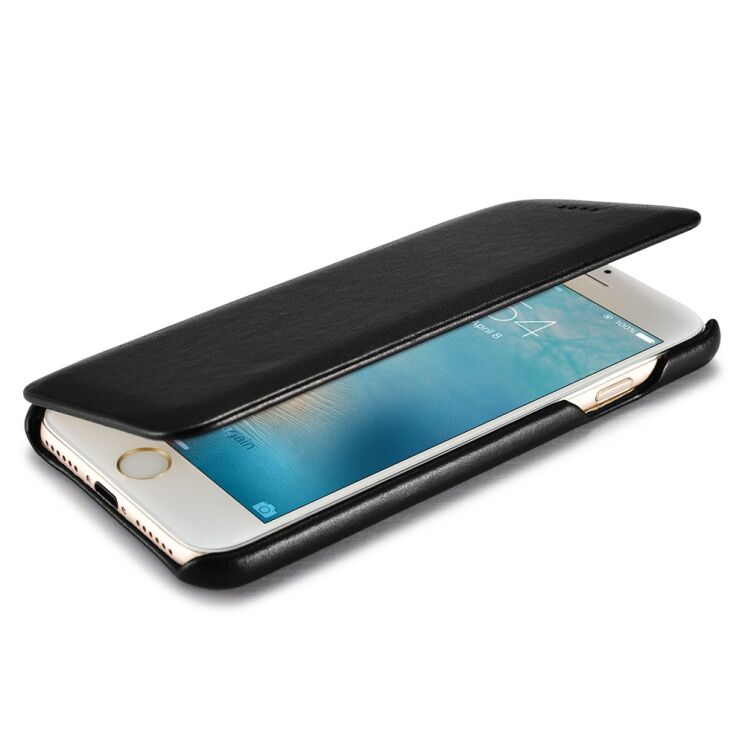 Кожаный чехол ICARER Slim Flip для iPhone 7 / iPhone 8 - Black: фото 4 из 12