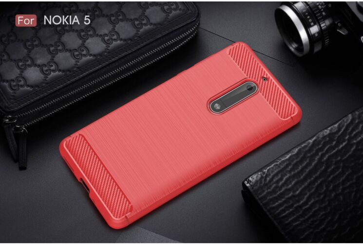 Захисний чохол UniCase Carbon для Nokia 5 - Red: фото 2 з 8