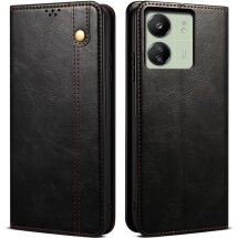 Защитный чехол UniCase Leather Wallet для Xiaomi Redmi 13C / Poco C65 - Black: фото 1 из 7