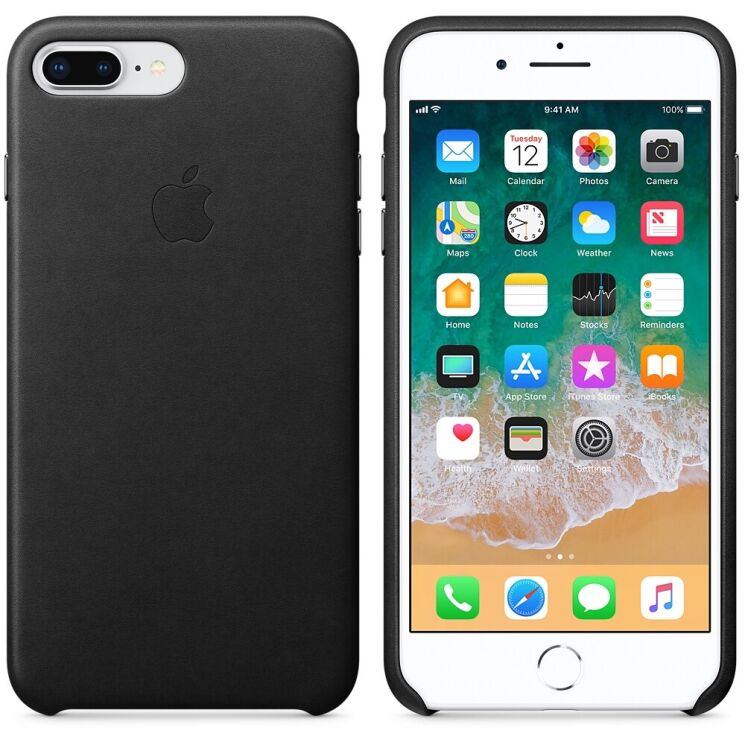 Оригинальный чехол Leather Case для Apple iPhone 7 Plus / 8 Plus (MQHM2) - Black: фото 2 из 5