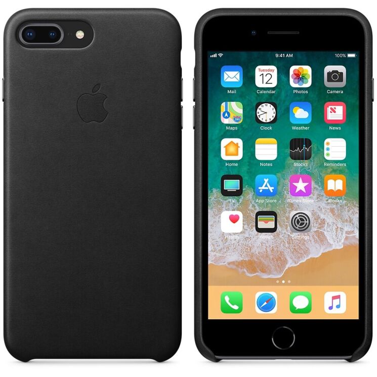 Оригинальный чехол Leather Case для Apple iPhone 7 Plus / 8 Plus (MQHM2) - Black: фото 3 из 5