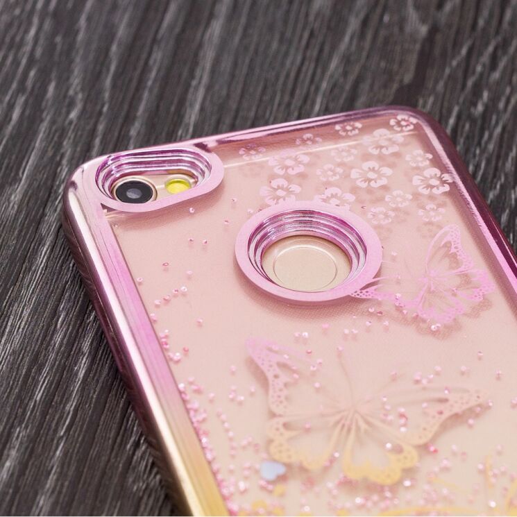 Силиконовый (TPU) чехол Deexe Fashion Glitter для Xiaomi Redmi Note 5A Prime - Butterfly in Flowers: фото 8 из 13