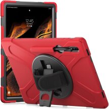 Защитный чехол Deexe Rotation Hybrid для Samsung Galaxy Tab S8 Ultra (T900/T906) - Red: фото 1 из 10