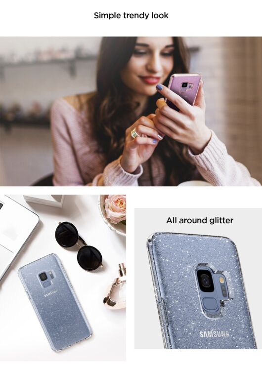 Защитный чехол Spigen SGP Liquid Crystal Glitter для Samsung Galaxy S9 (G960) - Crystal Quartz: фото 13 из 15