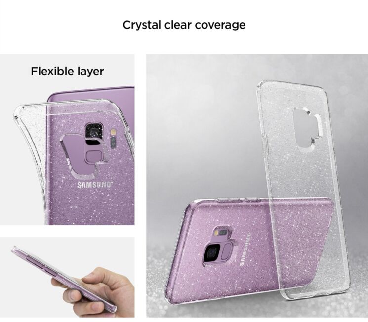 Защитный чехол Spigen SGP Liquid Crystal Glitter для Samsung Galaxy S9 (G960) - Crystal Quartz: фото 12 из 15