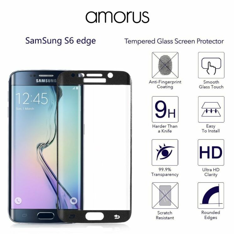 Защитное стекло AMORUS Tempered Glass для Samsung Galaxy S6 edge (G925) - Black: фото 7 из 10