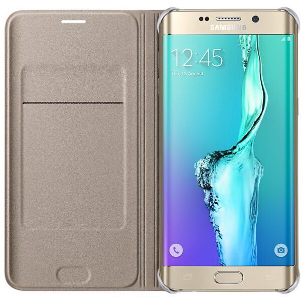 Чехол Flip Wallet для Samsung Galaxy S6 edge+ (EF-WG928PBEGWW) - Gold: фото 3 из 5