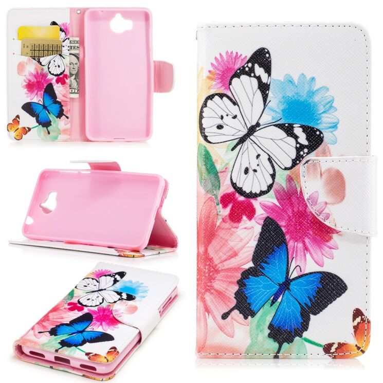 Чохол-книжка Deexe Color Wallet для Huawei Y5 2017 - Butterfly in Flowers : фото 2 з 8