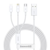 Кабель Baseus Superior Series USB to Lightning+Micro+Type-C (3.5A, 1.5m) CAMLTYS-02 - White: фото 1 из 22
