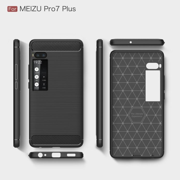 Захисний чохол UniCase Carbon для Meizu PRO 7 Plus - Black: фото 10 з 11