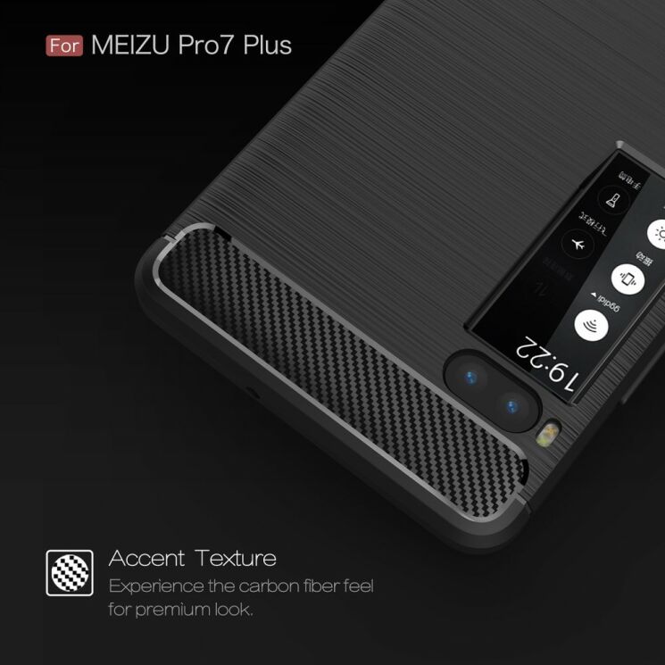 Захисний чохол UniCase Carbon для Meizu PRO 7 Plus - Black: фото 7 з 11