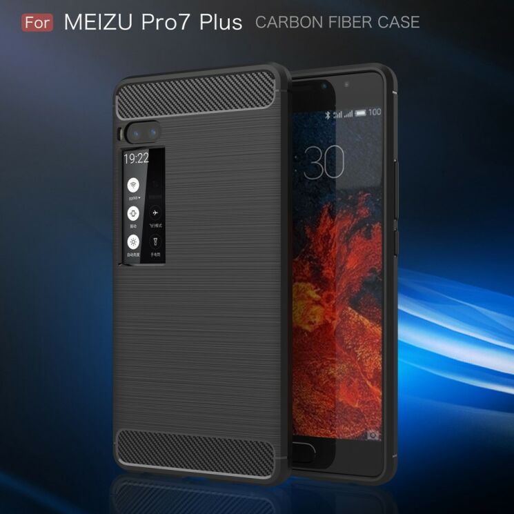 Захисний чохол UniCase Carbon для Meizu PRO 7 Plus - Dark Blue: фото 3 з 11