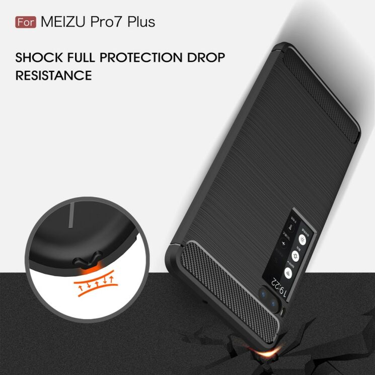 Захисний чохол UniCase Carbon для Meizu PRO 7 Plus - Black: фото 8 з 11