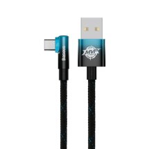 Кабель Baseus MVP 2 Elbow-shaped USB to Type-C (100W, 1m) CAVP000421 - Black / Blue: фото 1 из 24