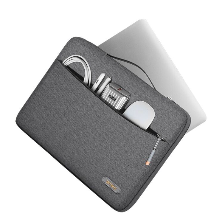 Универсальная сумка WIWU Notebook Cover для планшетов и ноутбуков диагональю до 14 дюймов - Dark Grey: фото 9 из 10
