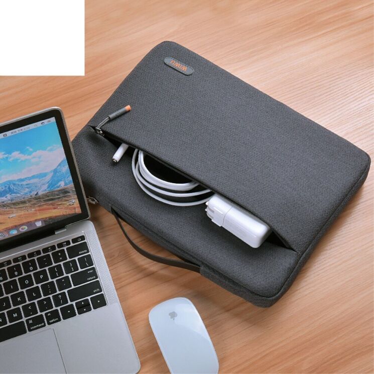 Универсальная сумка WIWU Notebook Cover для планшетов и ноутбуков диагональю до 14 дюймов - Dark Grey: фото 7 из 10