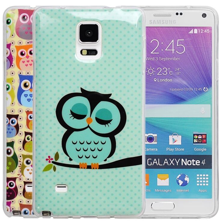 Силиконовая накладка Deexe Owl Pattern для Samsung Galaxy Note 4 - Sleepy Owl: фото 4 из 4