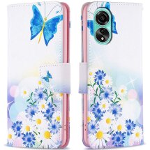 Чохол-книжка Deexe Color Wallet для OPPO A78 - Butterfly and Flowers: фото 1 з 8