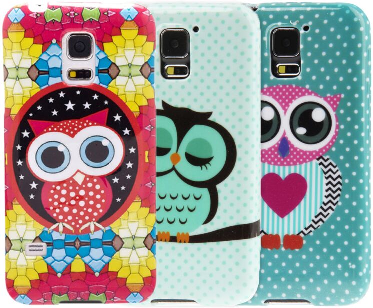 Силиконовая накладка Deexe Owl Pattern для Samsung S5 mini (G800) - Sleepy Owl: фото 4 из 4