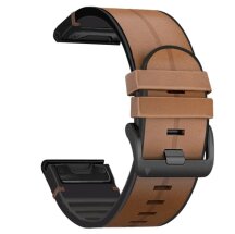 Кожаный ремешок Deexe Leather Strap для часов Garmin c креплением QuickFit 26mm - Brown: фото 1 из 4