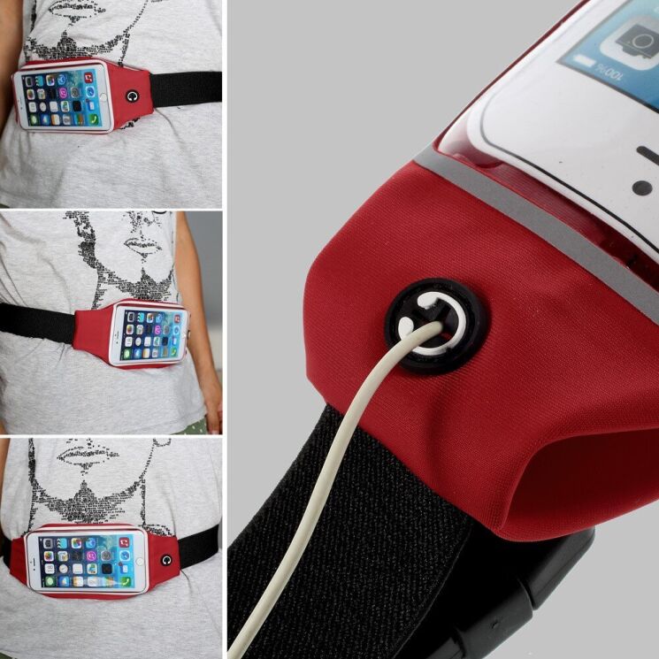 Спортивный чехол на пояс UniCase Running Belt (размер: L) - Red: фото 8 из 8