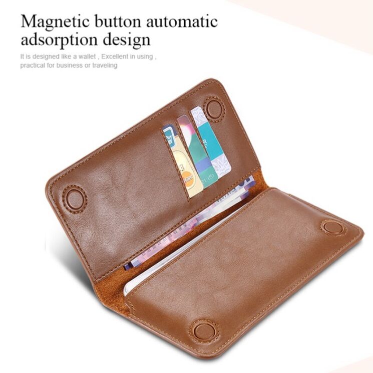 Универсальный чехол-портмоне FLOVEME Retro Wallet для смартфонов - Light Brown: фото 5 из 11