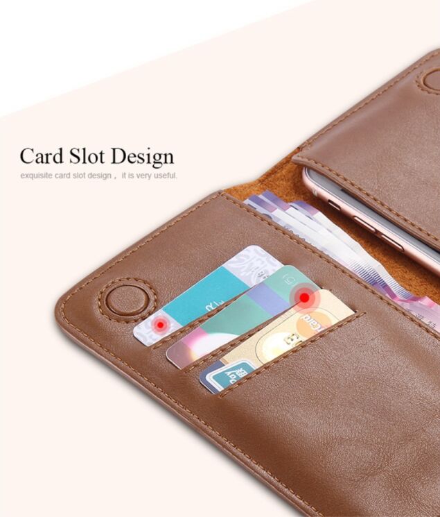 Универсальный чехол-портмоне FLOVEME Retro Wallet для смартфонов - Brown: фото 6 из 11