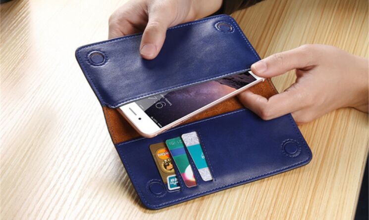 Универсальный чехол-портмоне FLOVEME Retro Wallet для смартфонов - Gray: фото 10 из 11