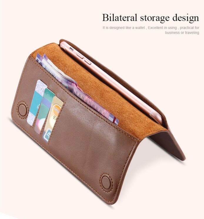 Универсальный чехол-портмоне FLOVEME Retro Wallet для смартфонов - Light Brown: фото 4 из 11