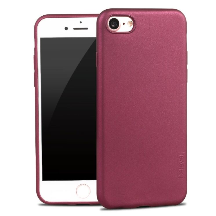 Силиконовый (TPU) чехол X-LEVEL Matte для iPhone SE 2 / 3 (2020 / 2022) / iPhone 7 / iPhone 8 - Wine Red: фото 1 из 15