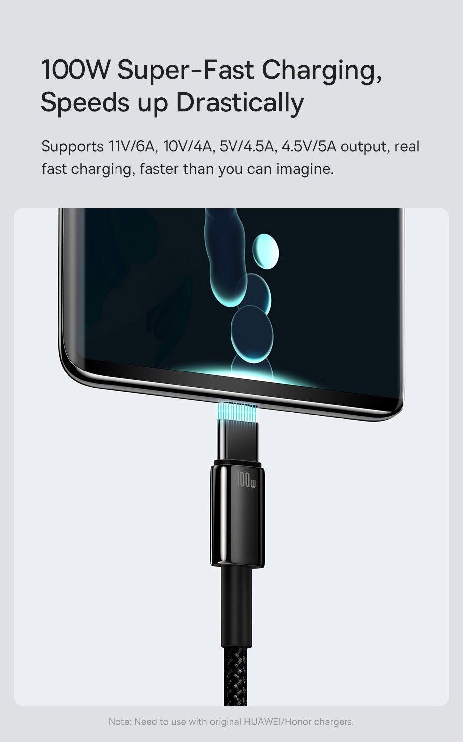 Кабель Baseus Tungsten Gold USB to Type-C (100W, 1m) CAWJ000001 - Black. Фото 9 Кабель Baseus Tungsten Gold USB to Type-C (100W, 1m) CAWJ000001 - Black (896278B). Фото 9 з 22