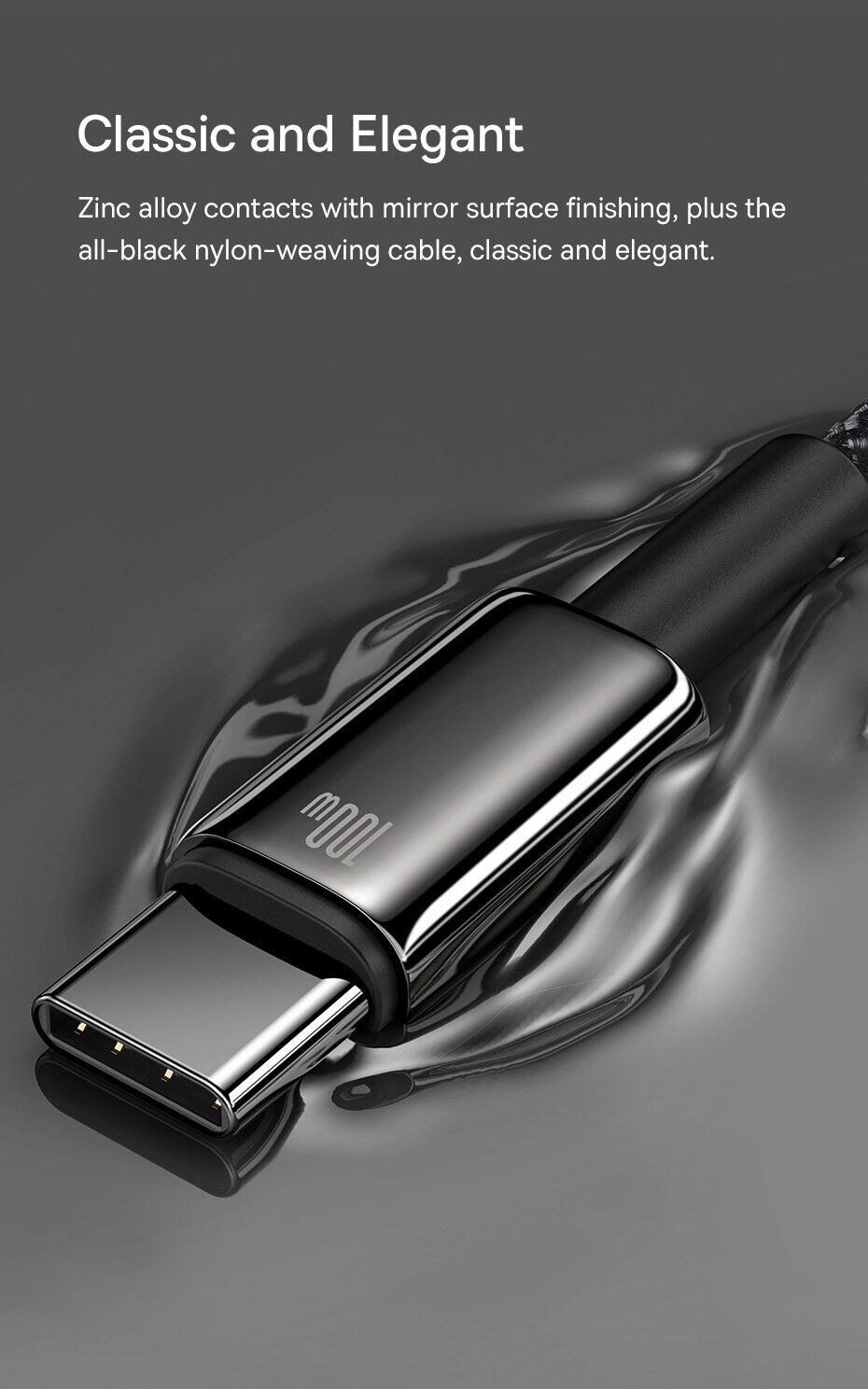 Кабель Baseus Tungsten Gold USB to Type-C (100W, 1m) CAWJ000001 - Black. Фото 11 Кабель Baseus Tungsten Gold USB to Type-C (100W, 1m) CAWJ000001 - Black (896278B). Фото 11 з 22