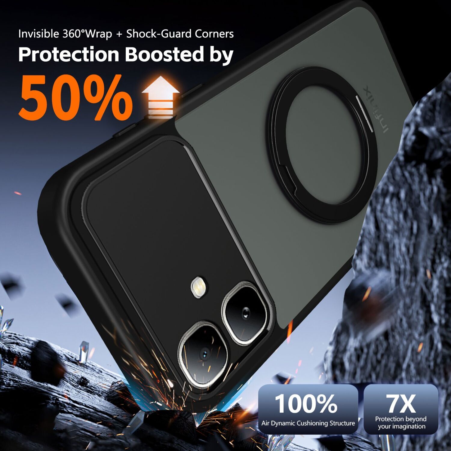 Защитный чехол Deexe Matte Skin Kickstand with MagSafe для Infinix Smart 20 - Black. Фото 2 Защитный чехол Deexe Matte Skin Kickstand with MagSafe для Infinix Smart 20 - Black (411222B). Фото 2 из 8