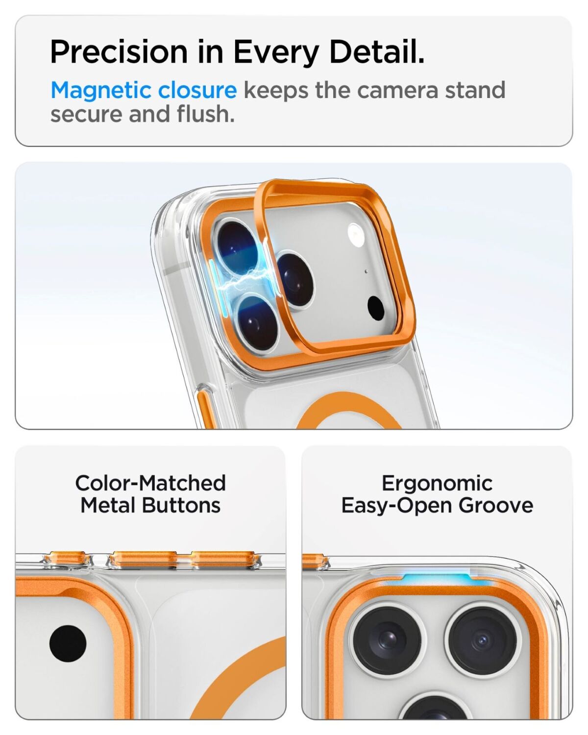Защитный чехол Spigen Ultra Hybrid Optik S (MagFit) для iPhone 18 Pro Max / 17 Pro Max (ACS11908) - Clear / Silver. Фото 6 Защитный чехол Spigen Ultra Hybrid Optik S (MagFit) для iPhone 18 Pro Max / 17 Pro Max (ACS11908) - Clear / Silver (440309CS). Фото 6 из 11