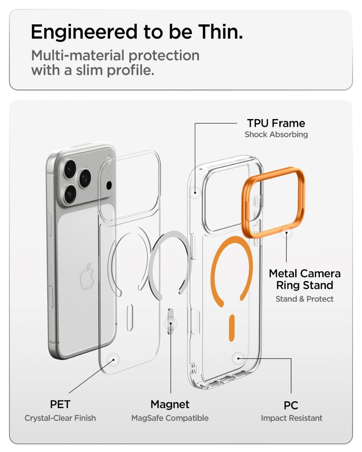 Защитный чехол Spigen Ultra Hybrid Optik S (MagFit) для iPhone 18 Pro Max / 17 Pro Max (ACS11908) - Clear / Silver. Фото 7 Защитный чехол Spigen Ultra Hybrid Optik S (MagFit) для iPhone 18 Pro Max / 17 Pro Max (ACS11908) - Clear / Silver (440309CS). Фото 7 из 11