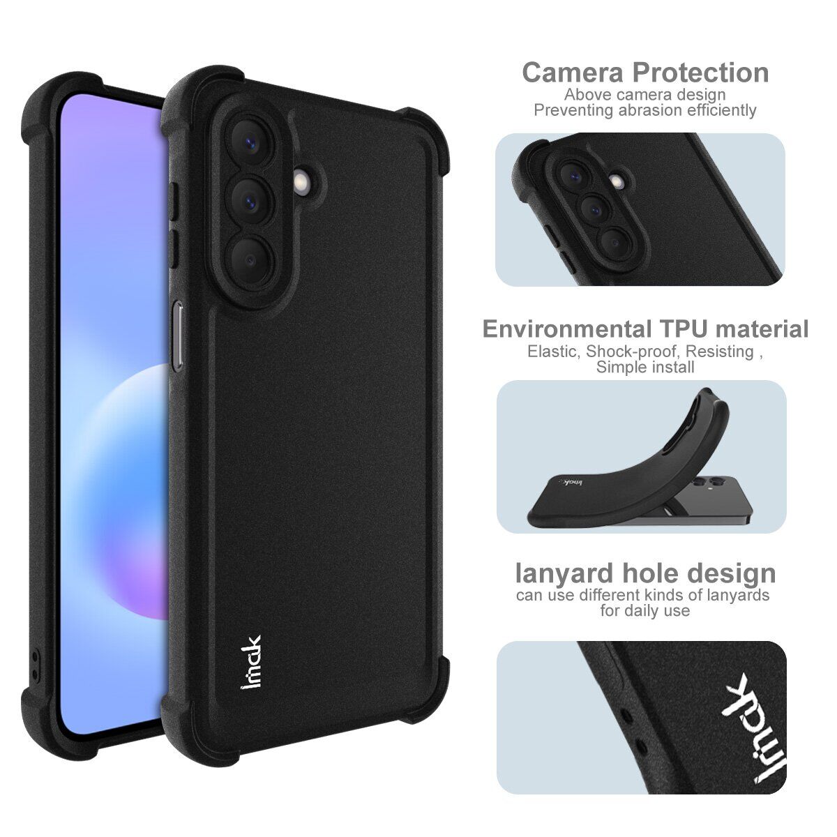 Защитный чехол IMAK Airbag Sand Case для Samsung Galaxy A27 (A276) - Matte Black. Фото 7 Защитный чехол IMAK Airbag Sand Case для Samsung Galaxy A27 (A276) - Matte Black (408643B). Фото 7 из 9