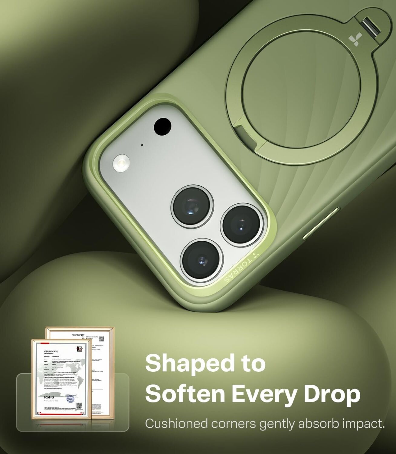 Захисний чохол TORRAS Ostand Q3 Wind Series для iPhone 17 Pro - Mint Green. Фото 4 Захисний чохол TORRAS Ostand Q3 Wind Series для iPhone 17 Pro - Mint Green (403297MG). Фото 4 з 9