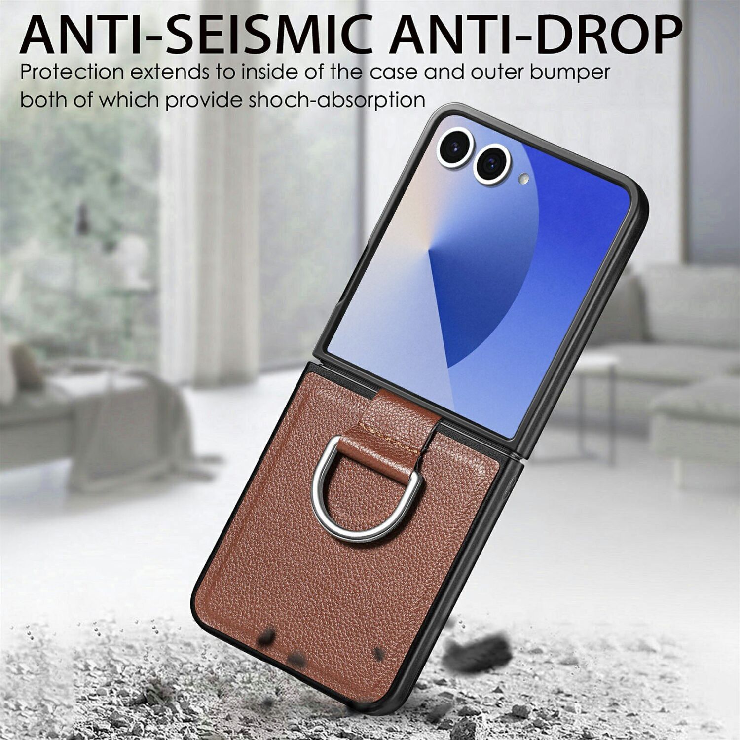 Защитный чехол Deexe Litchi Ring Case для Samsung Galaxy Flip 8 - Orange. Фото 8 Защитный чехол Deexe Litchi Ring Case для Samsung Galaxy Flip 8 - Orange (423527O). Фото 8 из 11