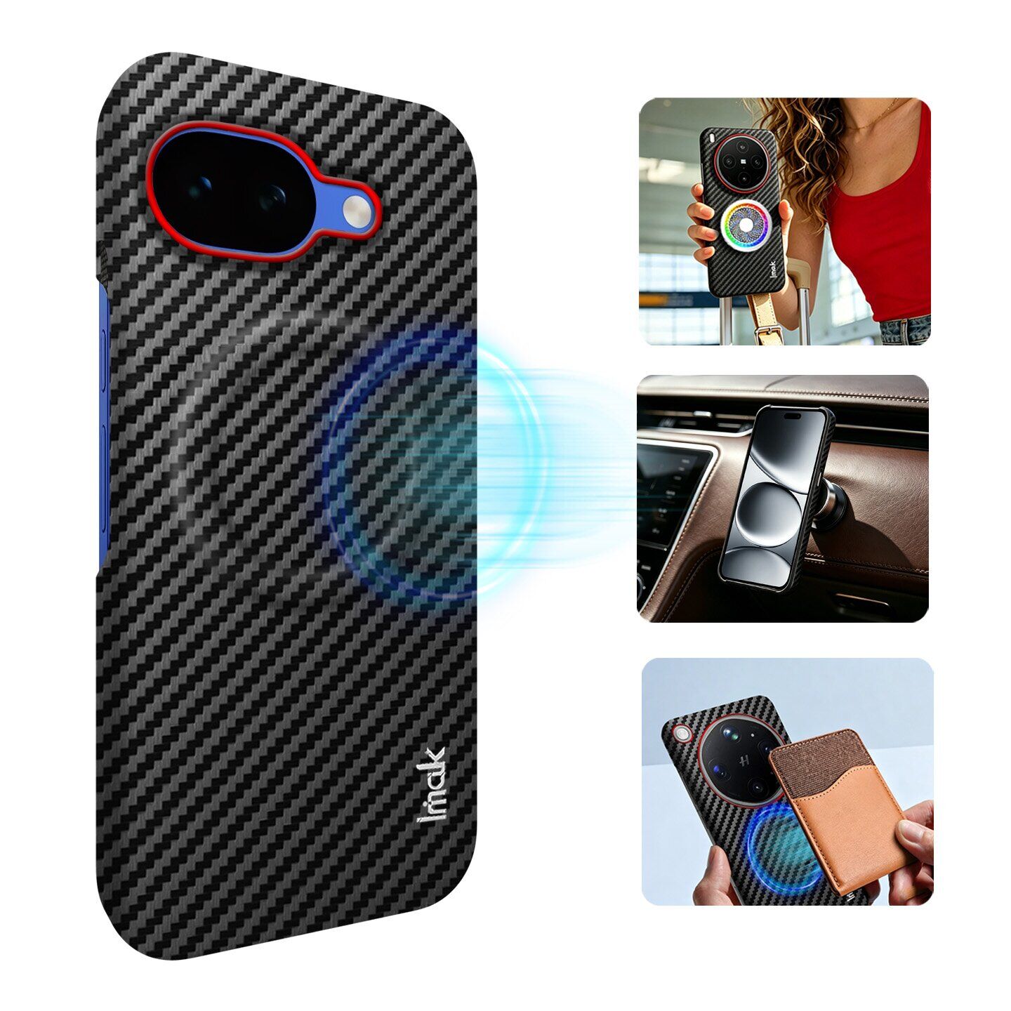 Защитный чехол IMAK Carbon Guard with MagSafe для Google Pixel 10a - Carbon Fiber. Фото 3 Защитный чехол IMAK Carbon Guard with MagSafe для Google Pixel 10a - Carbon Fiber (407367C). Фото 3 из 9