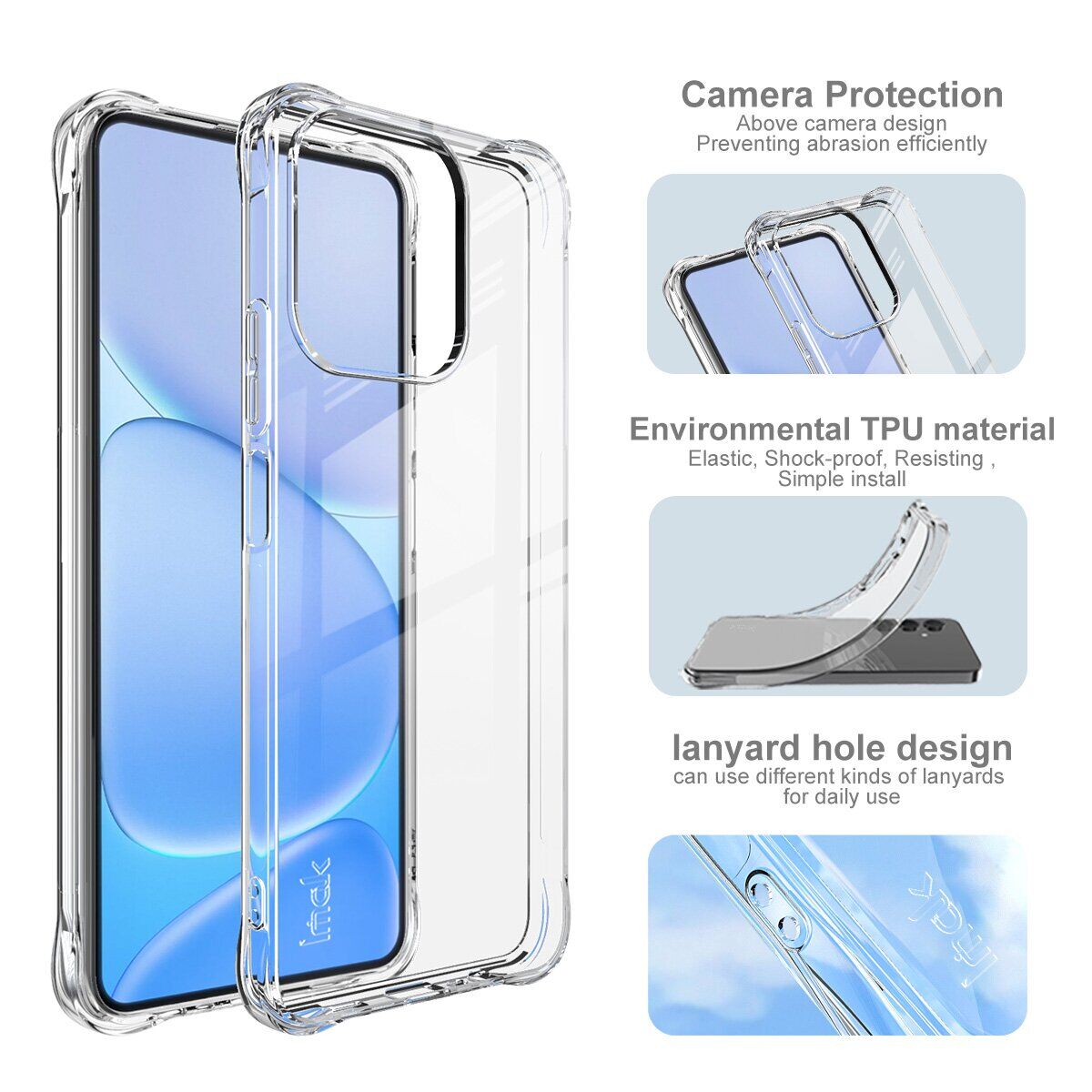Чохол з посиленими кутами IMAK Airbag MAX Case для Realme Note 80 - Transparent. Фото 7 Чохол з посиленими кутами IMAK Airbag MAX Case для Realme Note 80 - Transparent (412405T). Фото 7 з 9