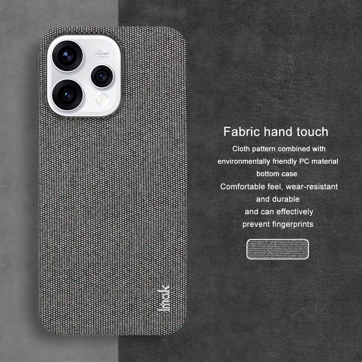 Защитный чехол IMAK Fabric Case для OPPO Reno 15 - Black. Фото 4 Защитный чехол IMAK Fabric Case для OPPO Reno 15 - Black (405713B). Фото 4 из 5