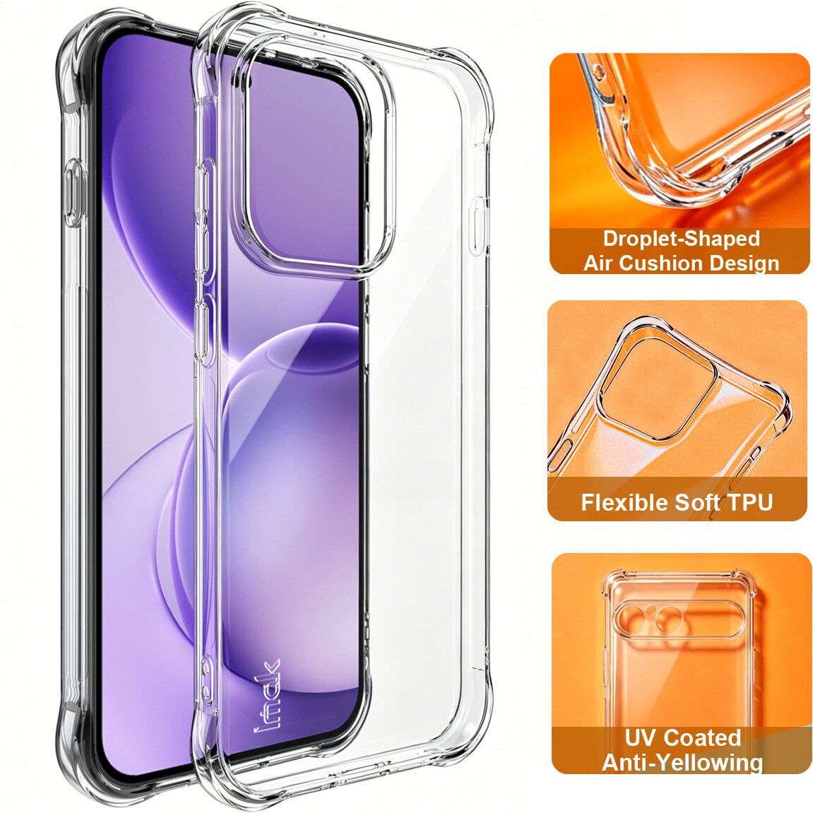 Чехол с усиленными углами IMAK Airbag MAX Case для OPPO Reno 16 / 16 Pro - Transparent. Фото 2 Чехол с усиленными углами IMAK Airbag MAX Case для OPPO Reno 16 / 16 Pro - Transparent (413206T). Фото 2 из 10