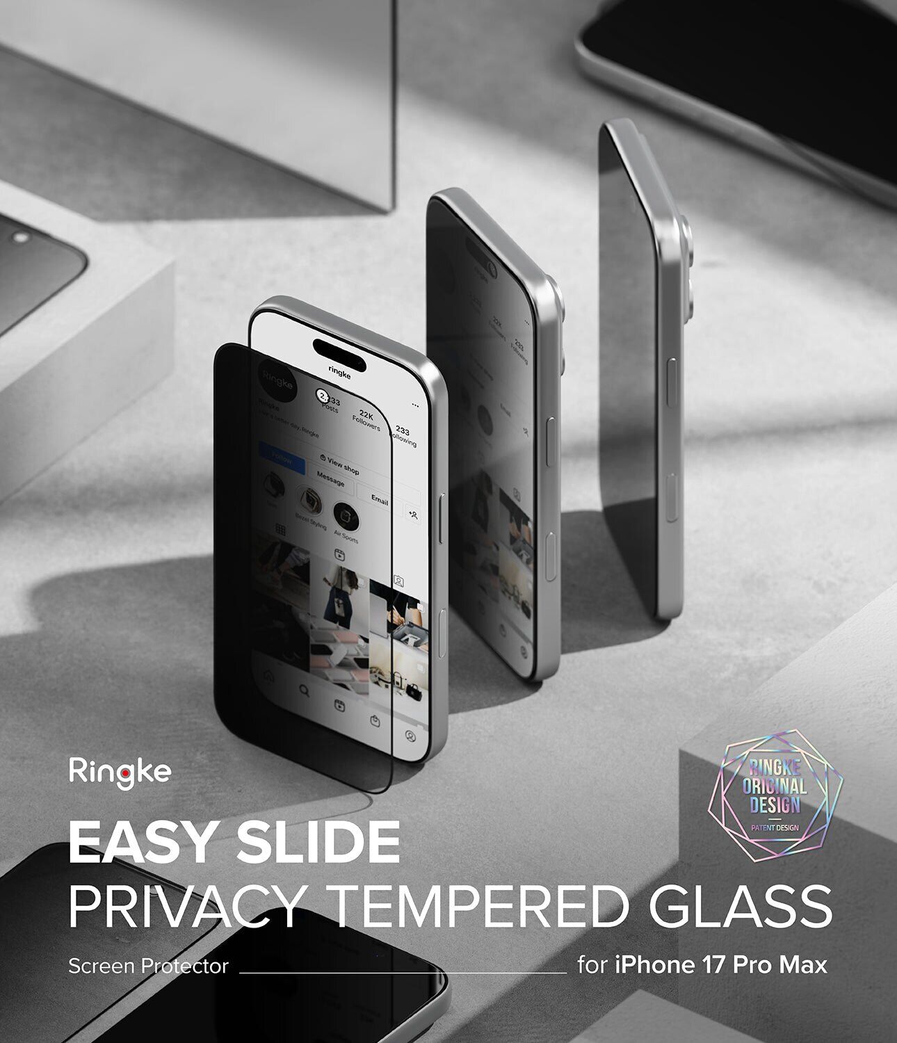 Комплект захисних стекол (2шт) Ringke Easy Slide Privacy для iPhone 17 Pro Max (8800328810716) - Black. Фото 2 Комплект захисних стекол (2шт) Ringke Easy Slide Privacy для iPhone 17 Pro Max (8800328810716) - Black (411128B). Фото 2 з 21