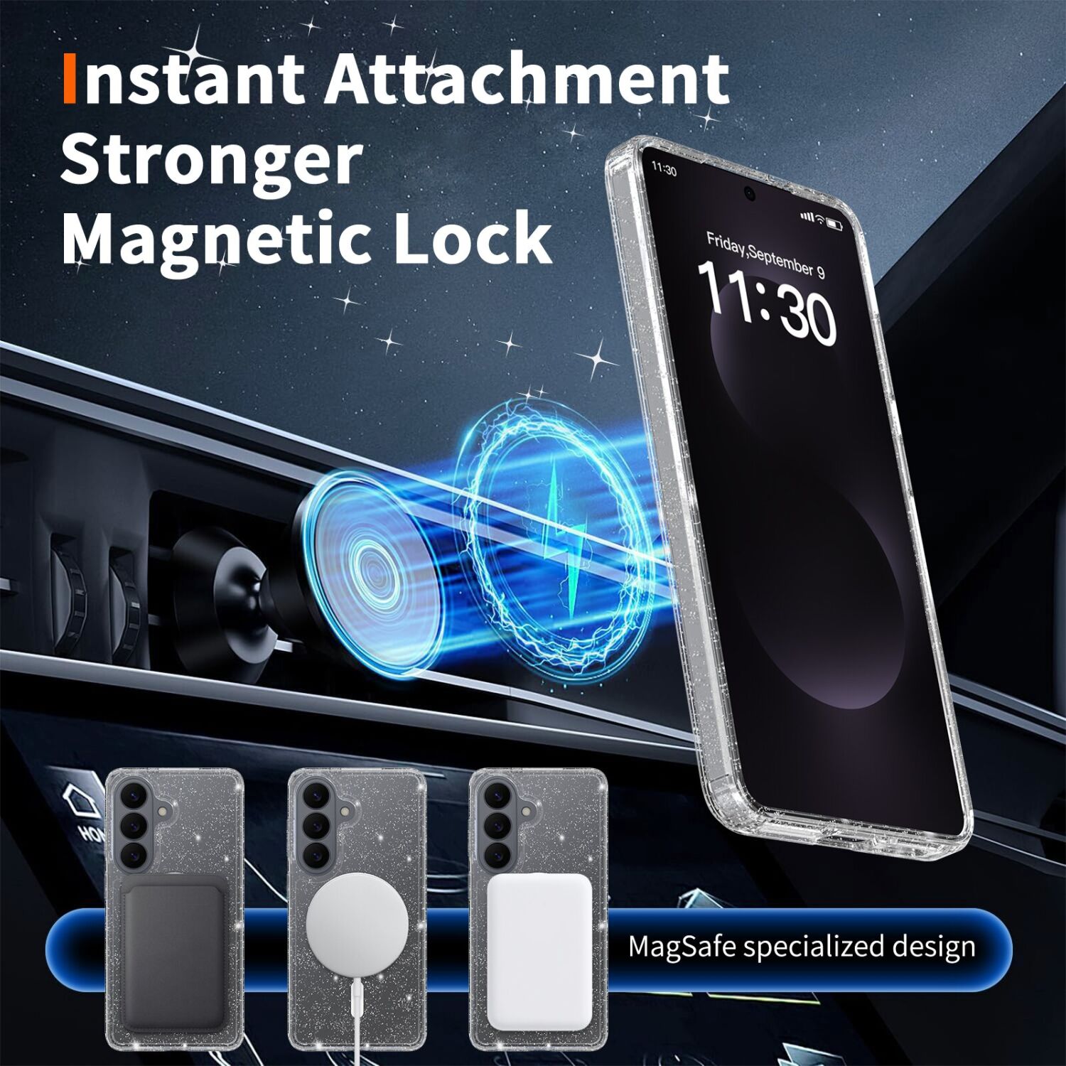 Защитный чехол Reframe Sparkle MagSafe для Samsung Galaxy S26 - Transparent Black. Фото 7 Защитный чехол Reframe Sparkle MagSafe для Samsung Galaxy S26 - Transparent Black (404230H). Фото 7 из 8