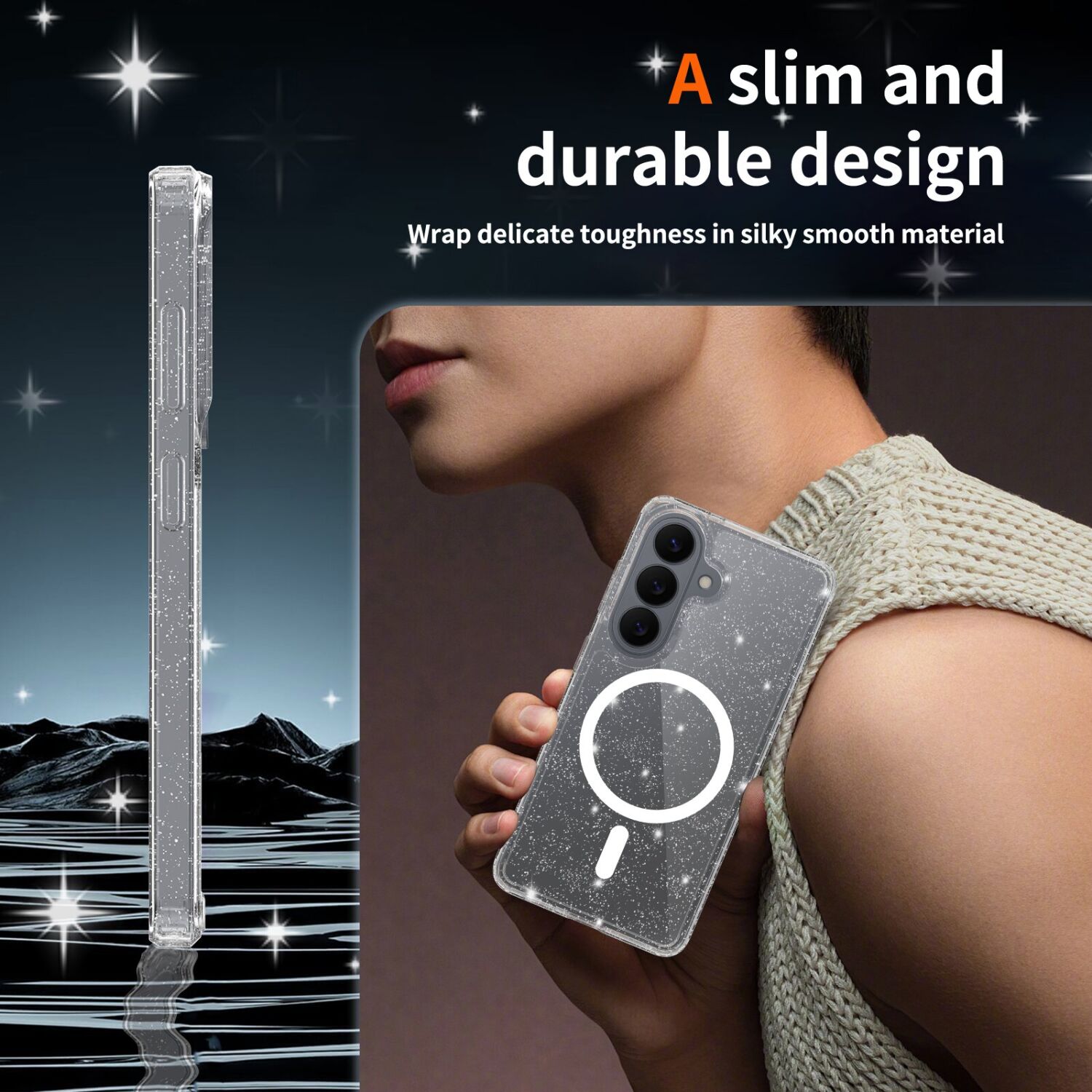 Защитный чехол Reframe Sparkle MagSafe для Samsung Galaxy S26 - Transparent Black. Фото 6 Защитный чехол Reframe Sparkle MagSafe для Samsung Galaxy S26 - Transparent Black (404230H). Фото 6 из 8