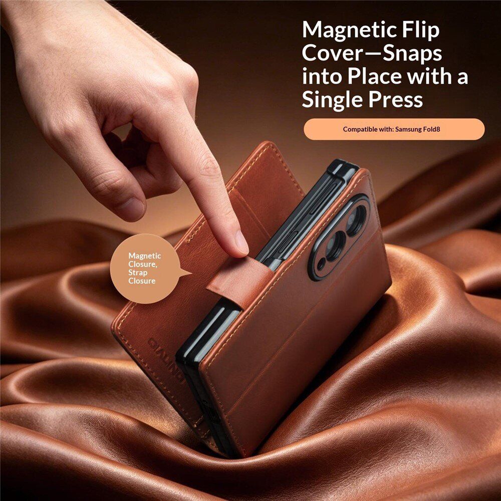 Кожаный чехол QIALINO Classic Case (FF) для Samsung Galaxy Fold 8 - Dark Brown. Фото 7 Кожаный чехол QIALINO Classic Case (FF) для Samsung Galaxy Fold 8 - Dark Brown (424532DZ). Фото 7 из 11