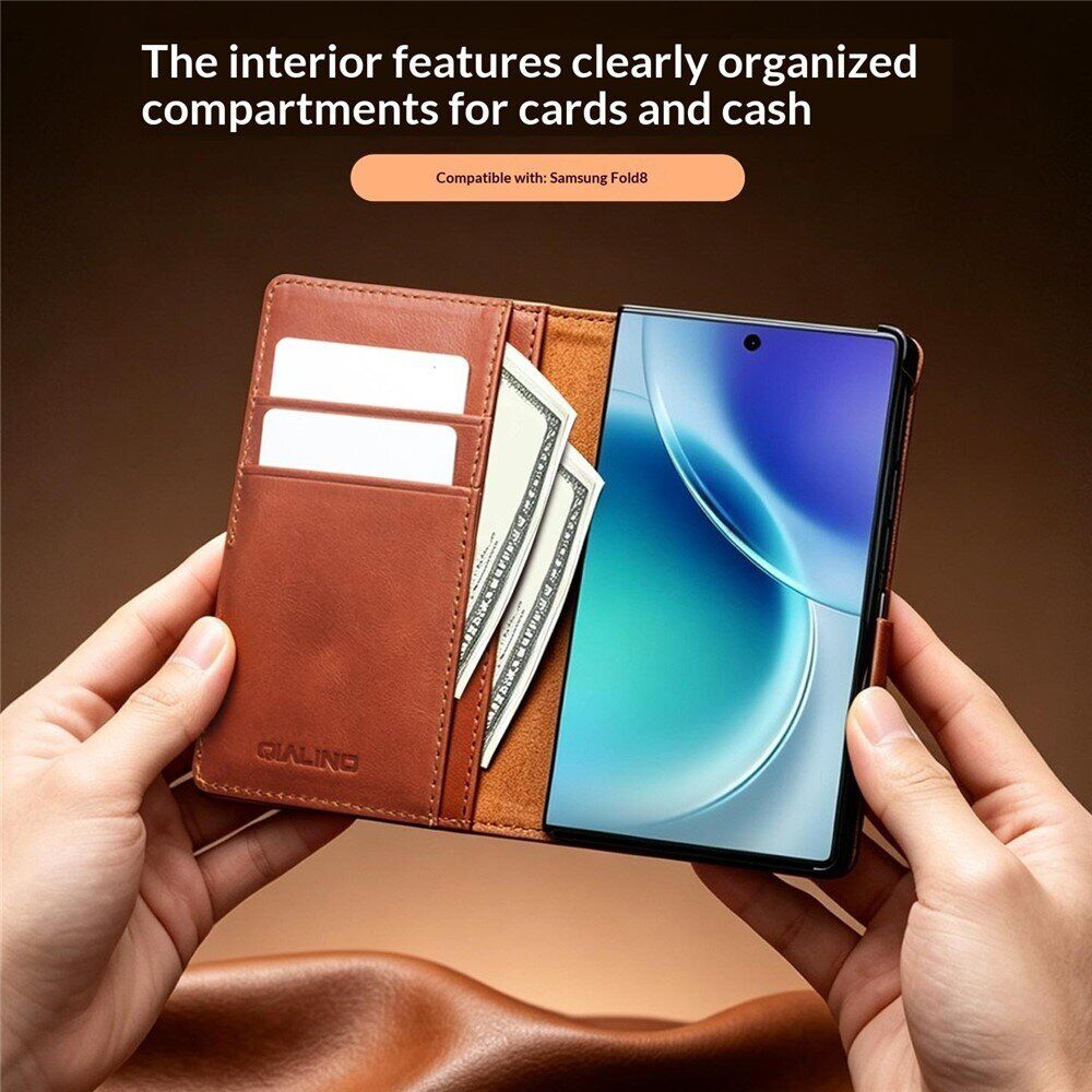 Кожаный чехол QIALINO Classic Case (FF) для Samsung Galaxy Fold 8 - Dark Brown. Фото 9 Кожаный чехол QIALINO Classic Case (FF) для Samsung Galaxy Fold 8 - Dark Brown (424532DZ). Фото 9 из 11