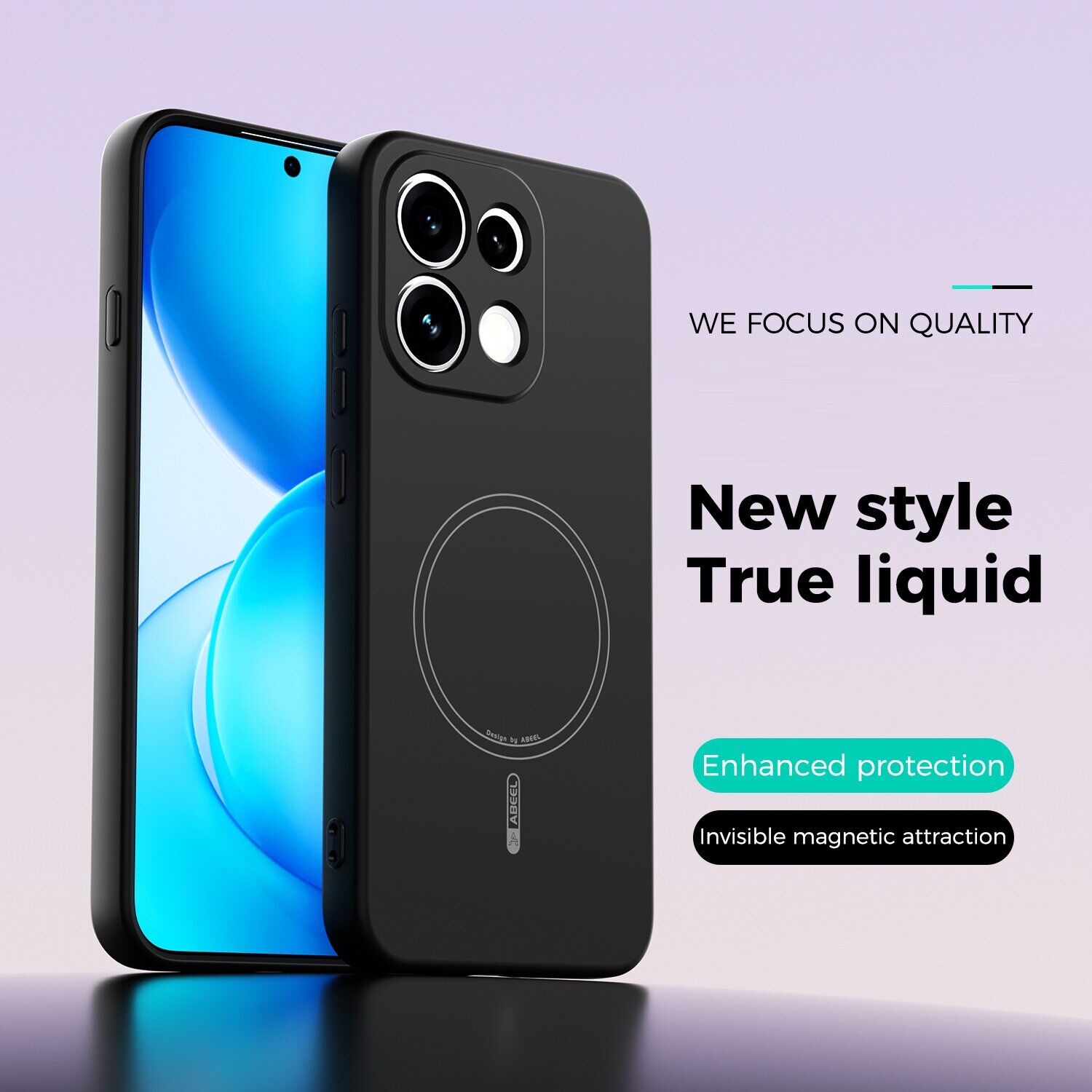 Защитный чехол ABEEL Lyra Skin with MagSafe для OPPO Reno 16 F/FS - Black. Фото 2 Защитный чехол ABEEL Lyra Skin with MagSafe для OPPO Reno 16 F/FS - Black (413409B). Фото 2 из 6