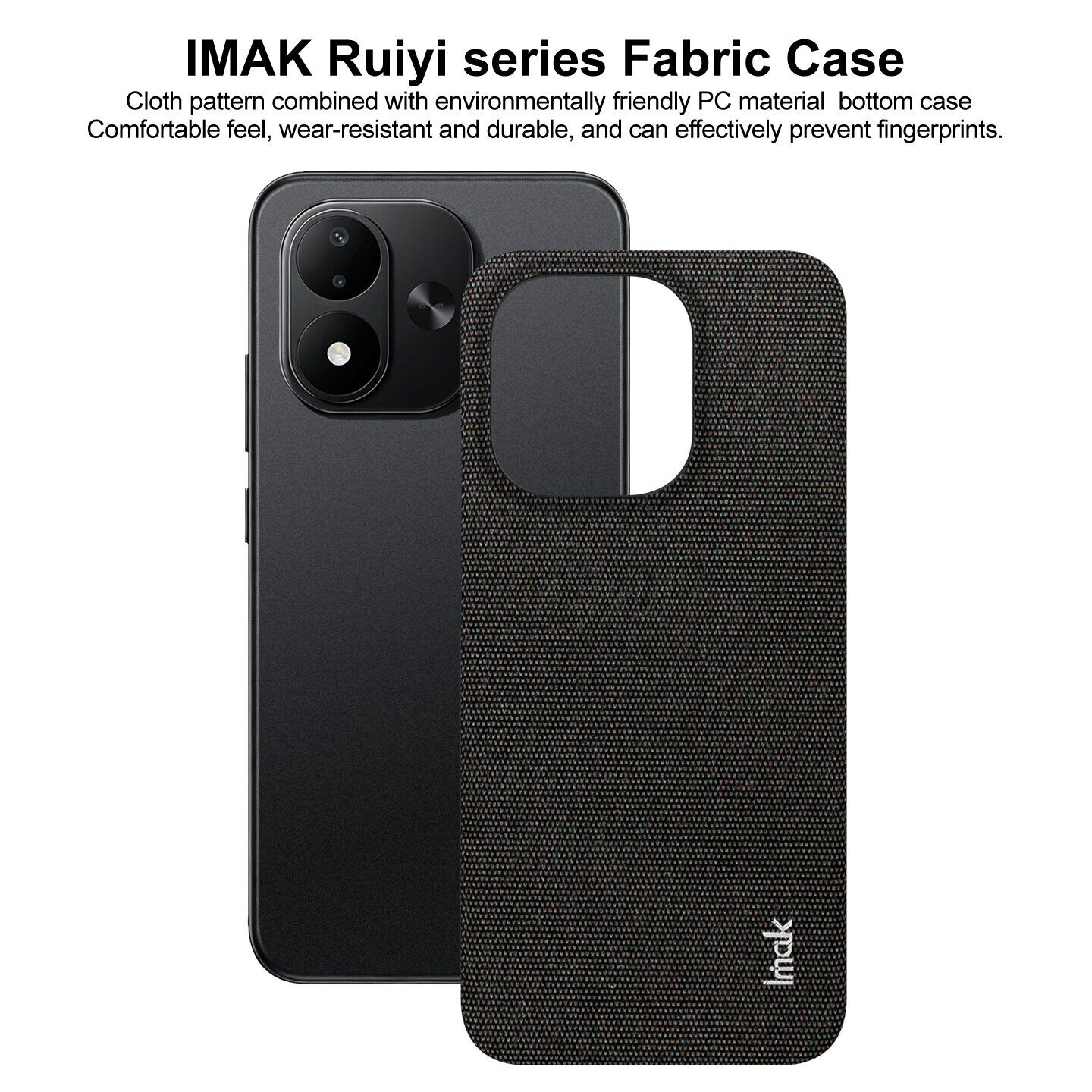 Защитный чехол IMAK Fabric Case для Xiaomi Redmi Note 17 (4G/5G) - Black. Фото 6 Защитный чехол IMAK Fabric Case для Xiaomi Redmi Note 17 (4G/5G) - Black (430036B). Фото 6 из 10